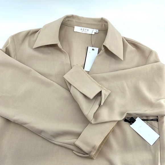 NWT ASTR the Label Collar Long Sleeve Shift Dress Cream Size Small - Picture 8 of 15